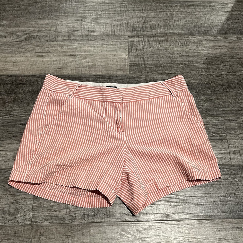 J. Crew City Fit Pink White Striped Seersucker Cotton Shorts Women's Size 10